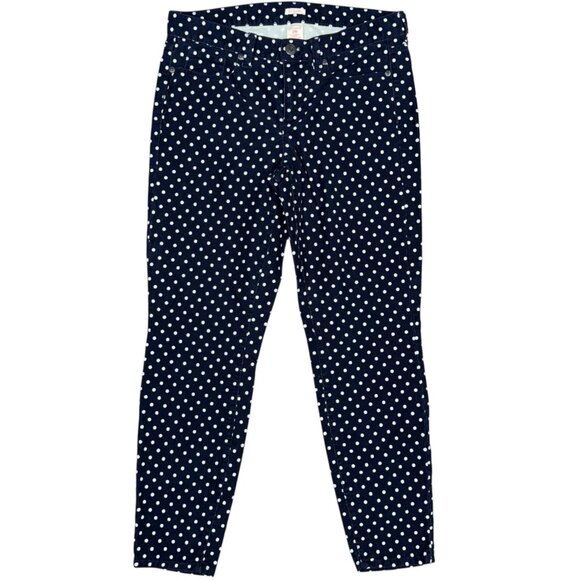 EUC Women's J. CREW Corduroy‎ Toothpick Pants Navy Polka Dot | Size 29 - Picture 4 of 10